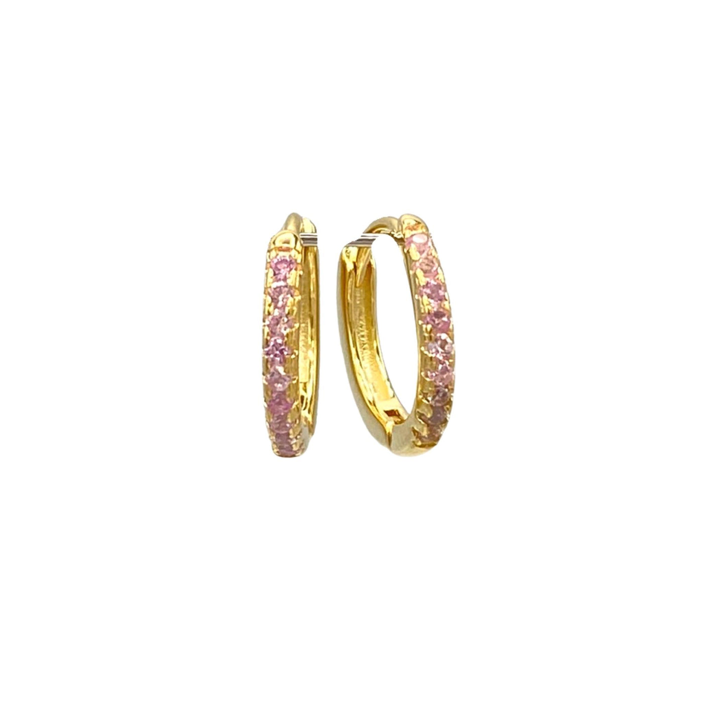 Silver hoop earrings with stones - yellow -13 mm