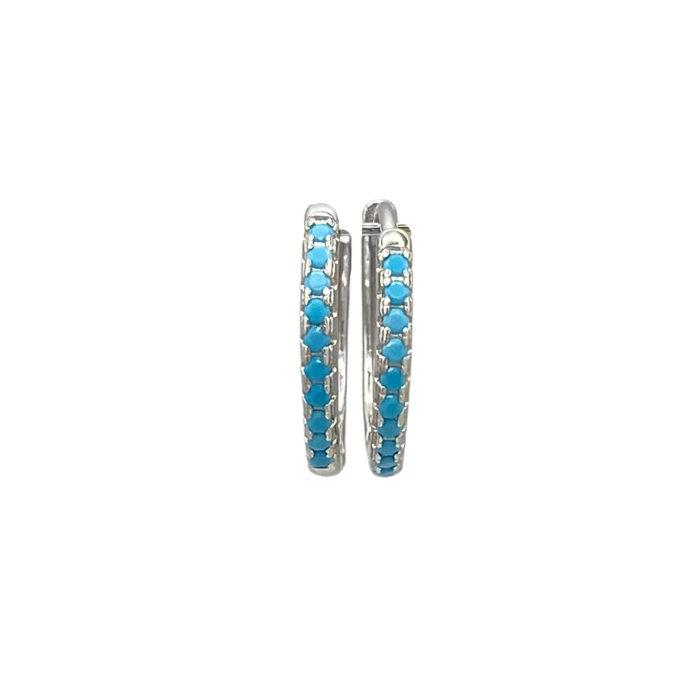 Silver hoop earrings with stones - rhodium -15 mm