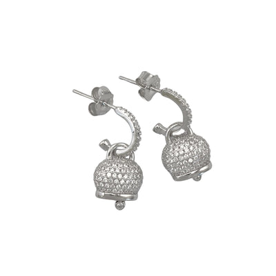 Silver earrings with bell charms