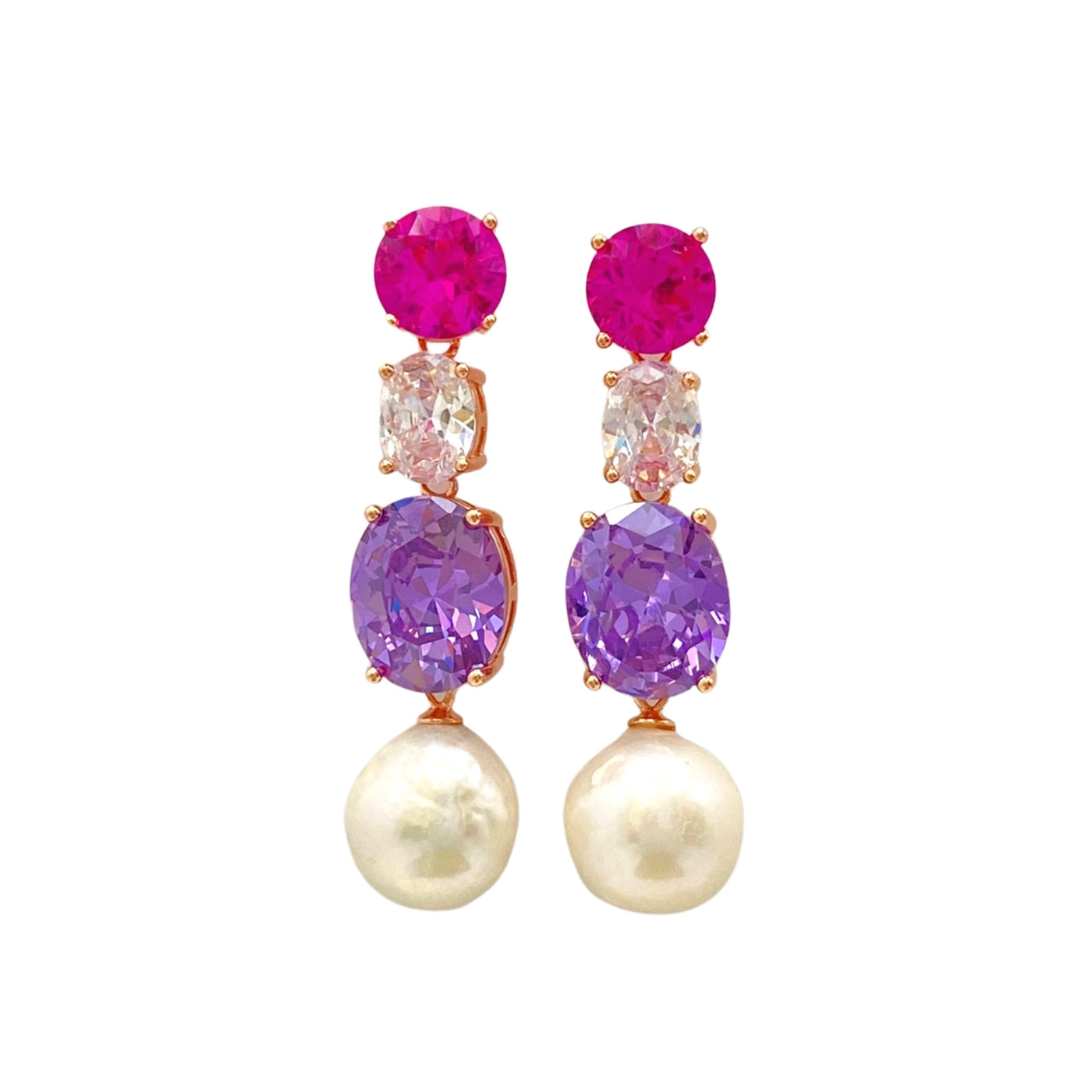 Silver drop earrings with baroque pearl