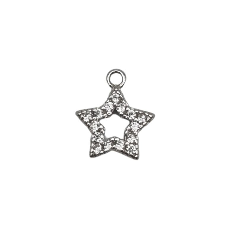 Pack of 5 blank Star pendants in silver - 7 mm