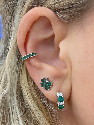 Silver earrings with zirconia - 14 mm