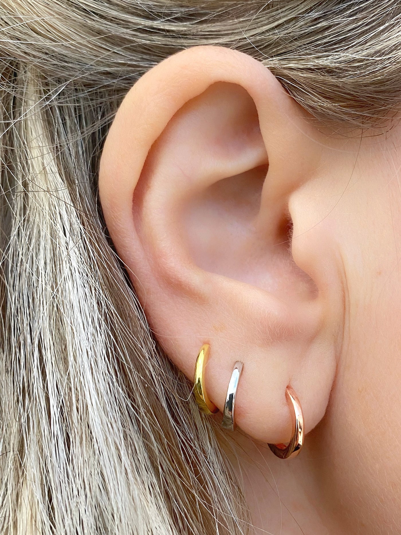 Silver plain hoop earrings - 12.50 mm