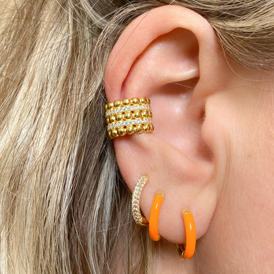 Ear cuff in argento con sfere semplici e zirconi