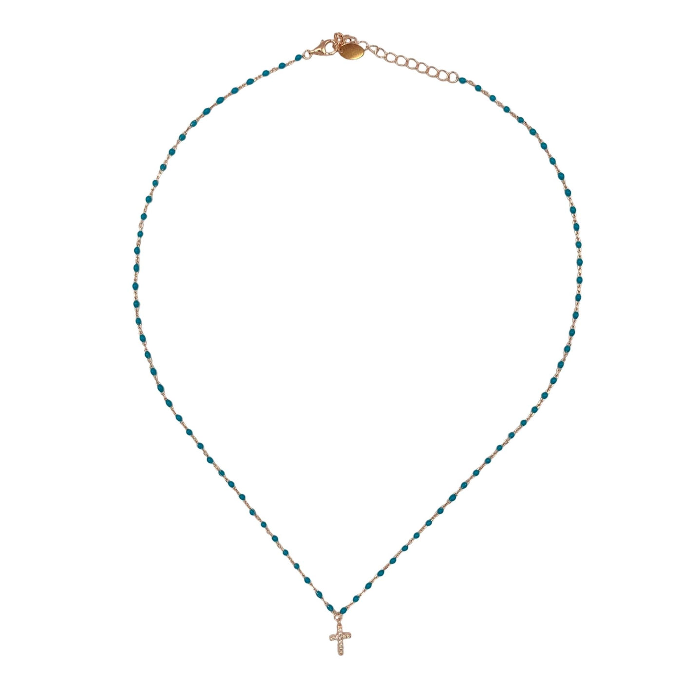 Silver enamel necklace with cross