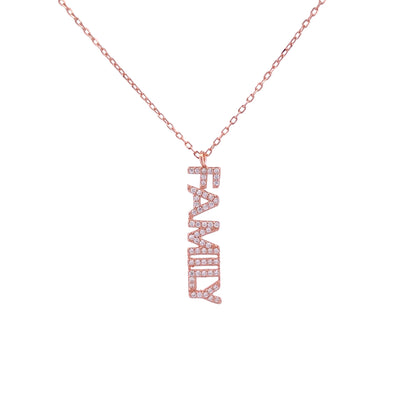 Silver necklace with family charm with zirconia