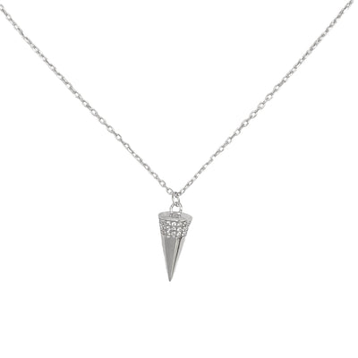 Silver necklace with cone shape charm