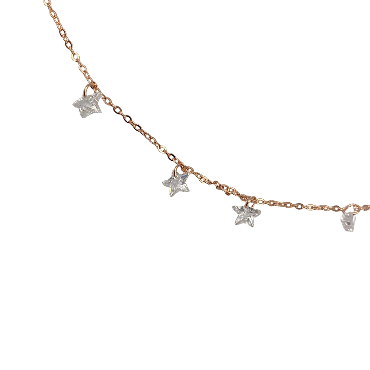 Silver necklace with zirconia stars charms