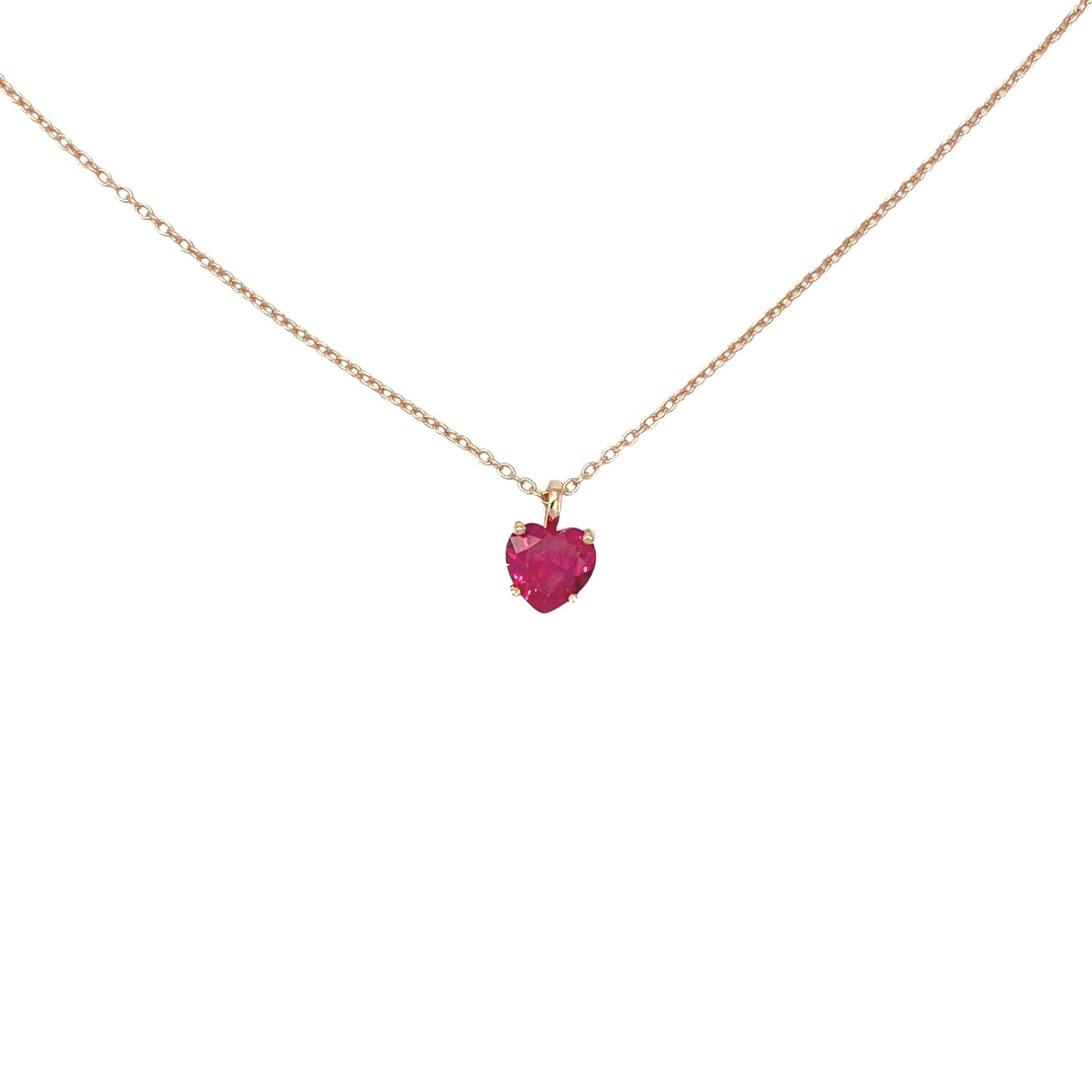 Silver necklace with heart charm - rose - 7 mm