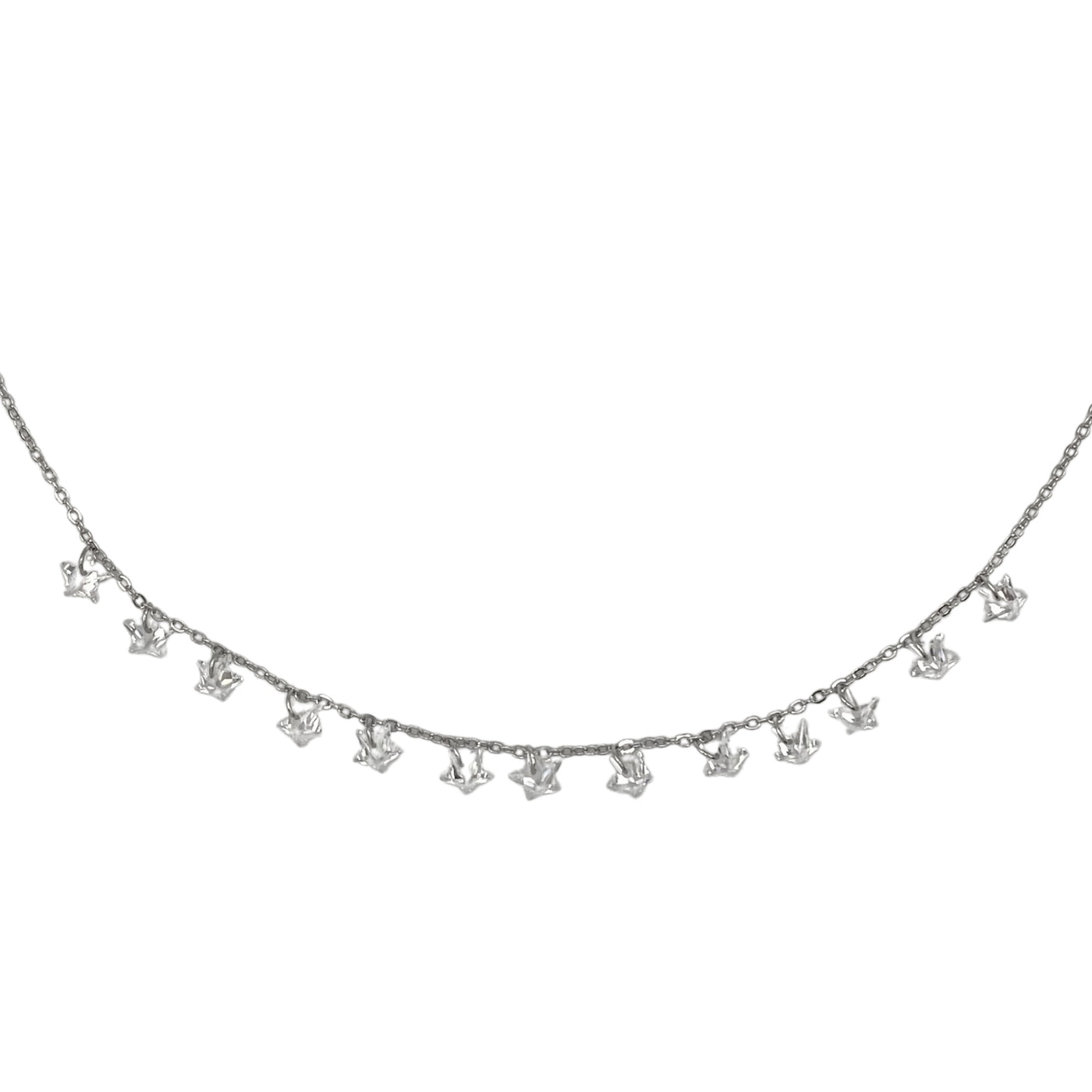 Silver necklace with zirconia stars charms