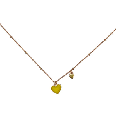 Silver necklace with enamel hearts - rose