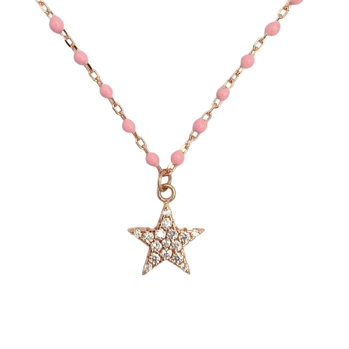 Silver enamel necklace with star charm