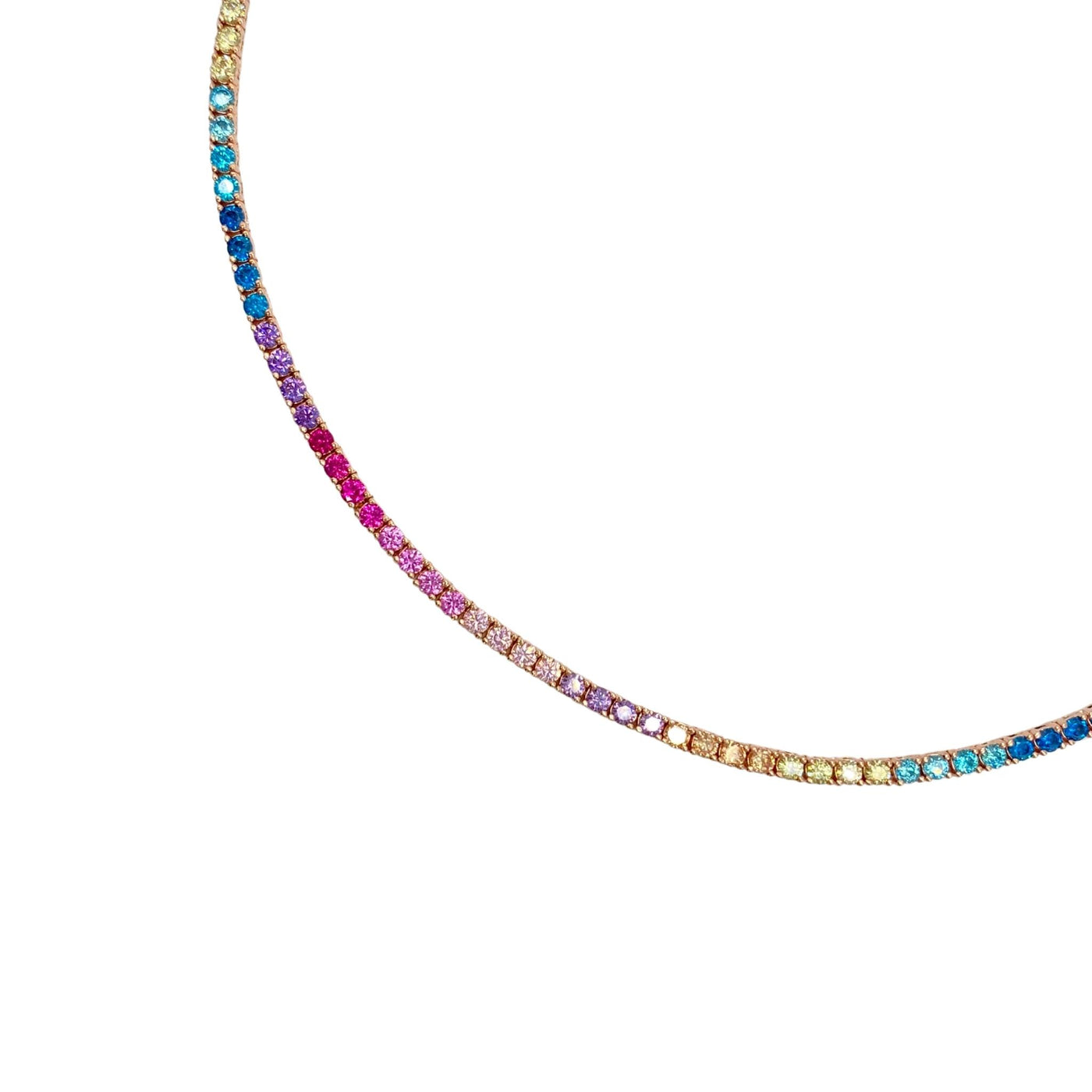 Silver casting tennis necklace with raimbow round stones - 2.5 mm