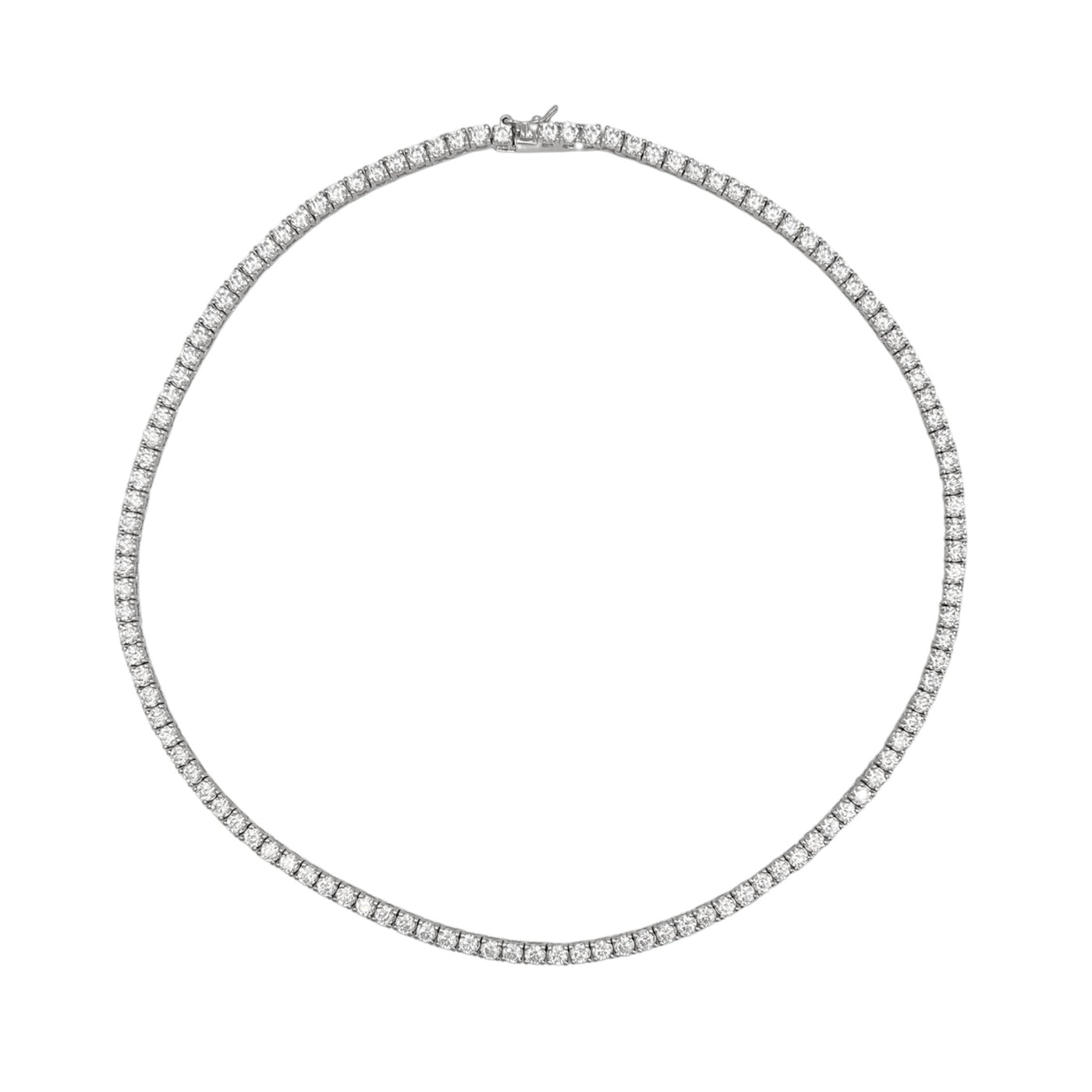 Silver casting tennis necklace with round white stones - 3 mm