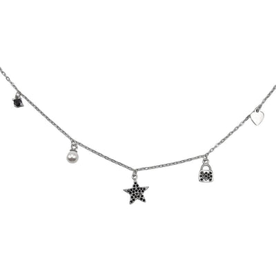 Silver necklace with mix charms