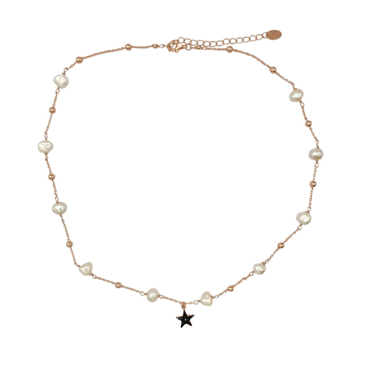 Silver necklace with pearls and star