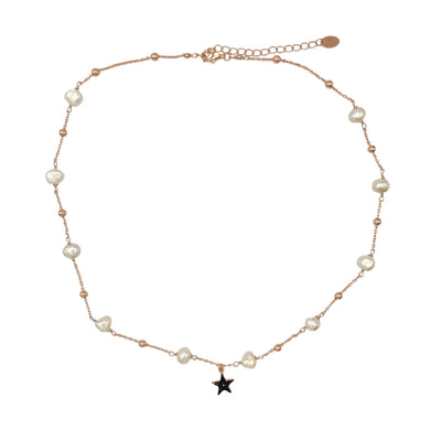 Silver necklace with pearls and star