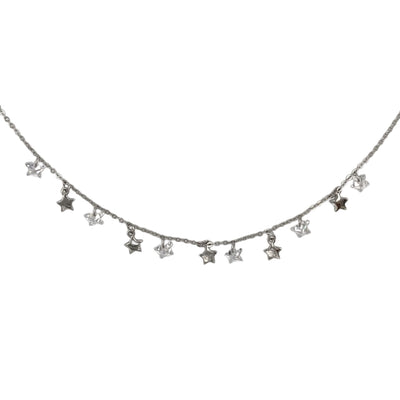 Silver necklace with stars charms