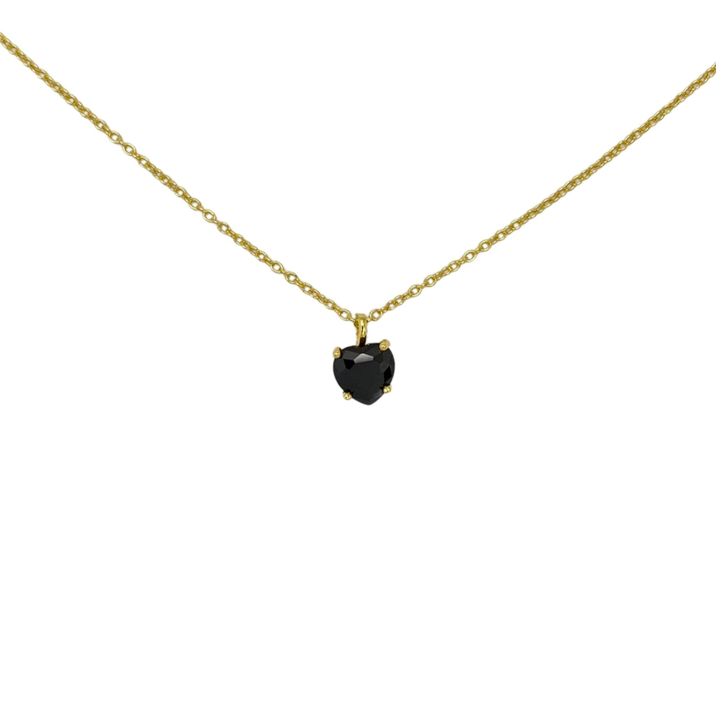 Silver necklace with heart charm - yellow - 7 mm