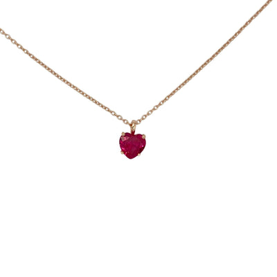 Silver necklace with heart charm - rose - 7 mm