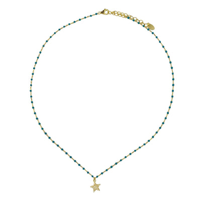 Silver enamel necklace with star