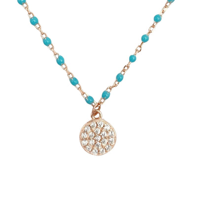 Silver enamel necklace with round charm
