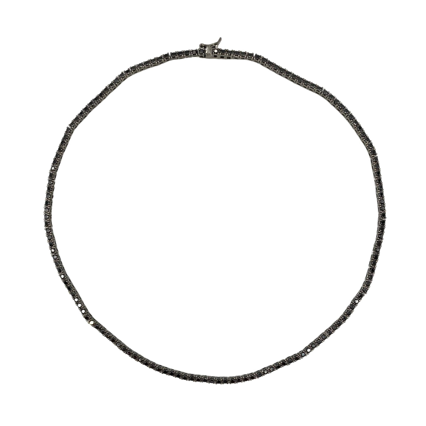 Collana tennis in argento con zirconi neri - 2 mm