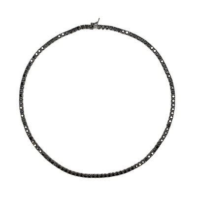 Collana tennis in argento con zirconi neri - 3 mm
