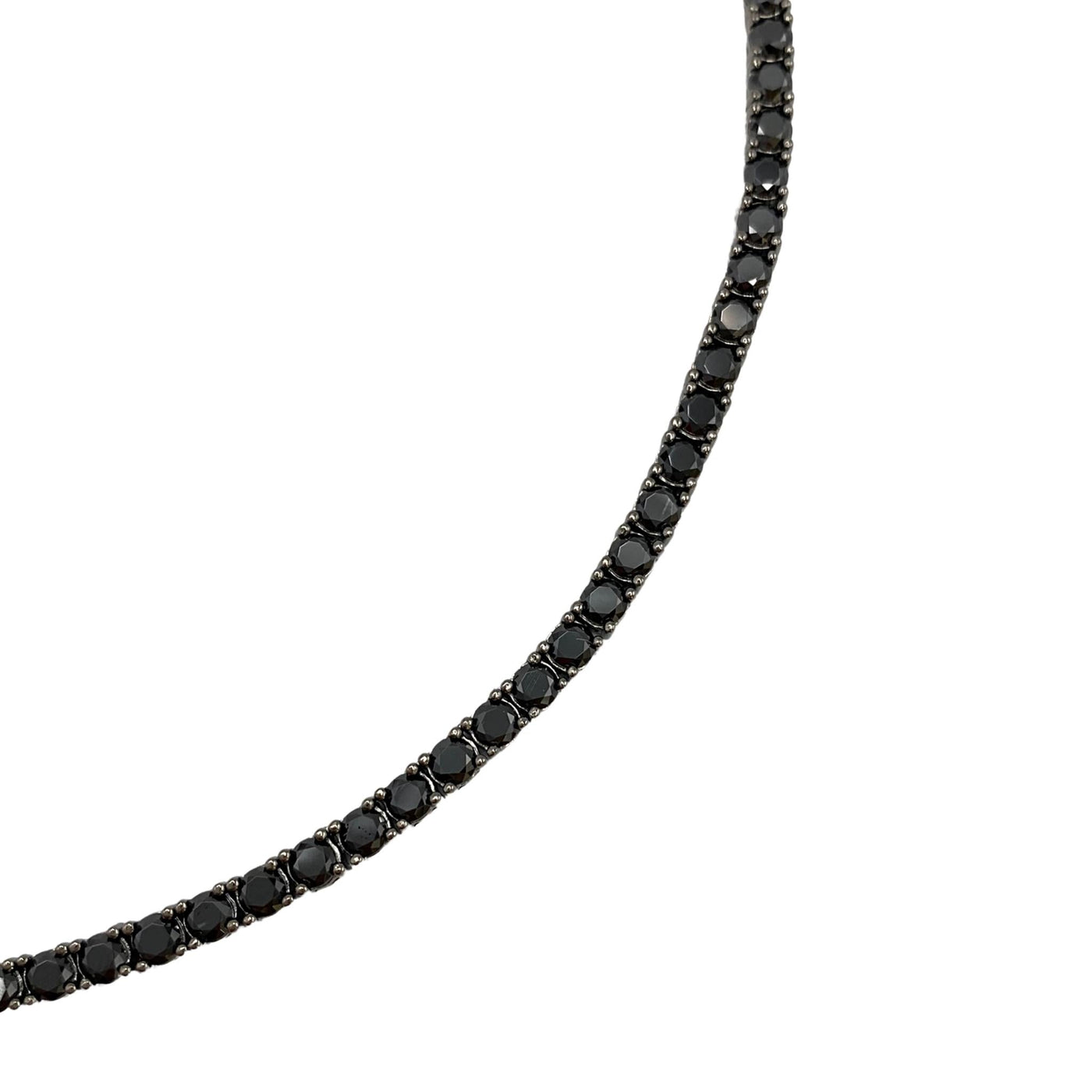 Silver casting tennis necklace with black zirconia - 3 mm