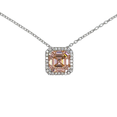 Silver necklace with asscher cut charm