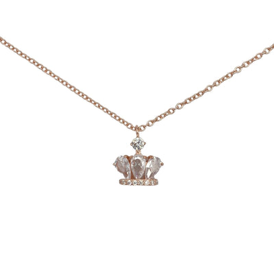 Silver necklace with crown charm