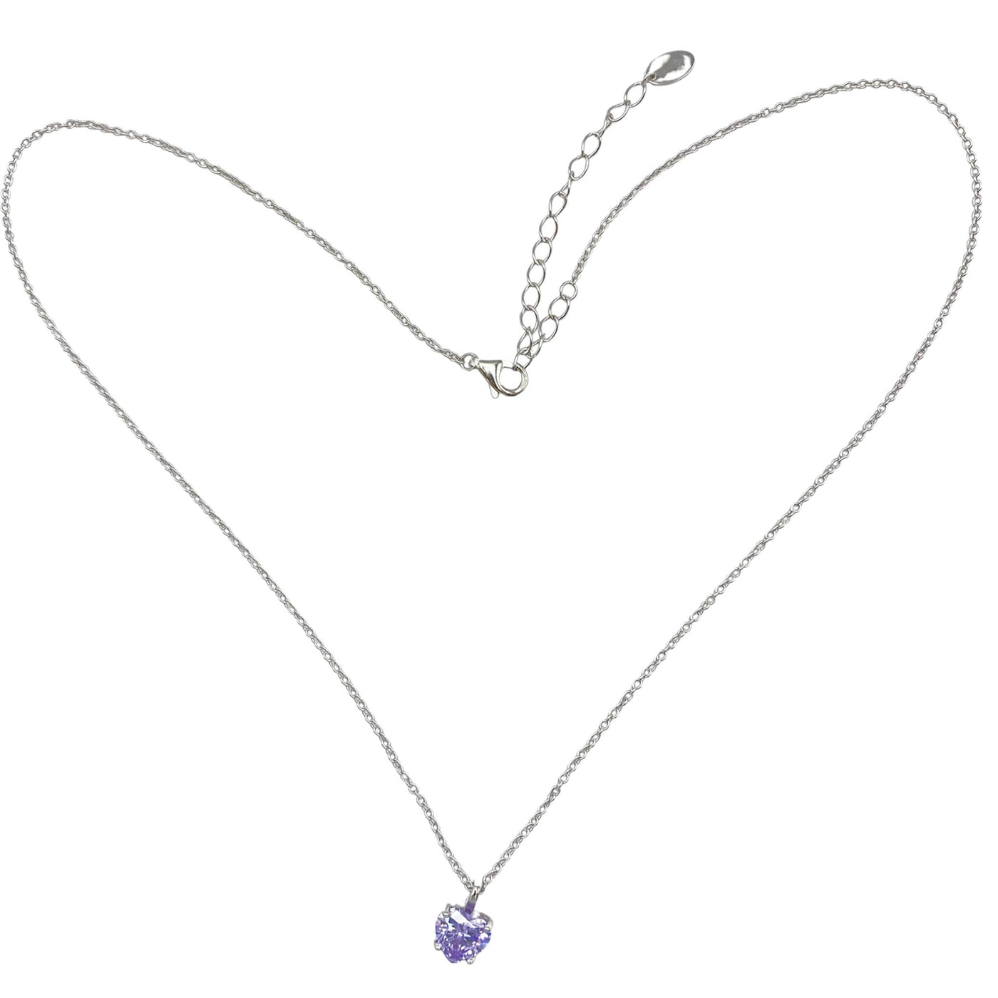 Silver necklace with heart charm - rhodium - 7 mm