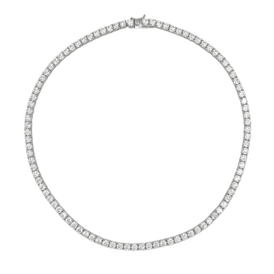 Silver casting tennis necklace with round white stones - 4 mm