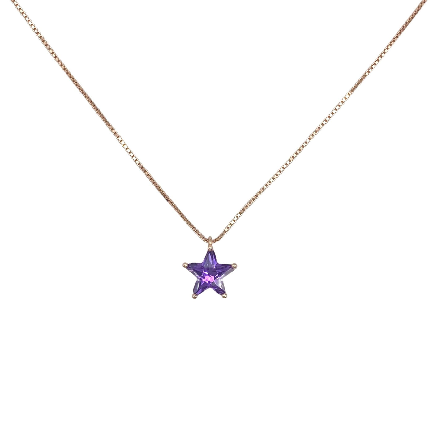 Silver necklace with star charm - 7 mm - rose