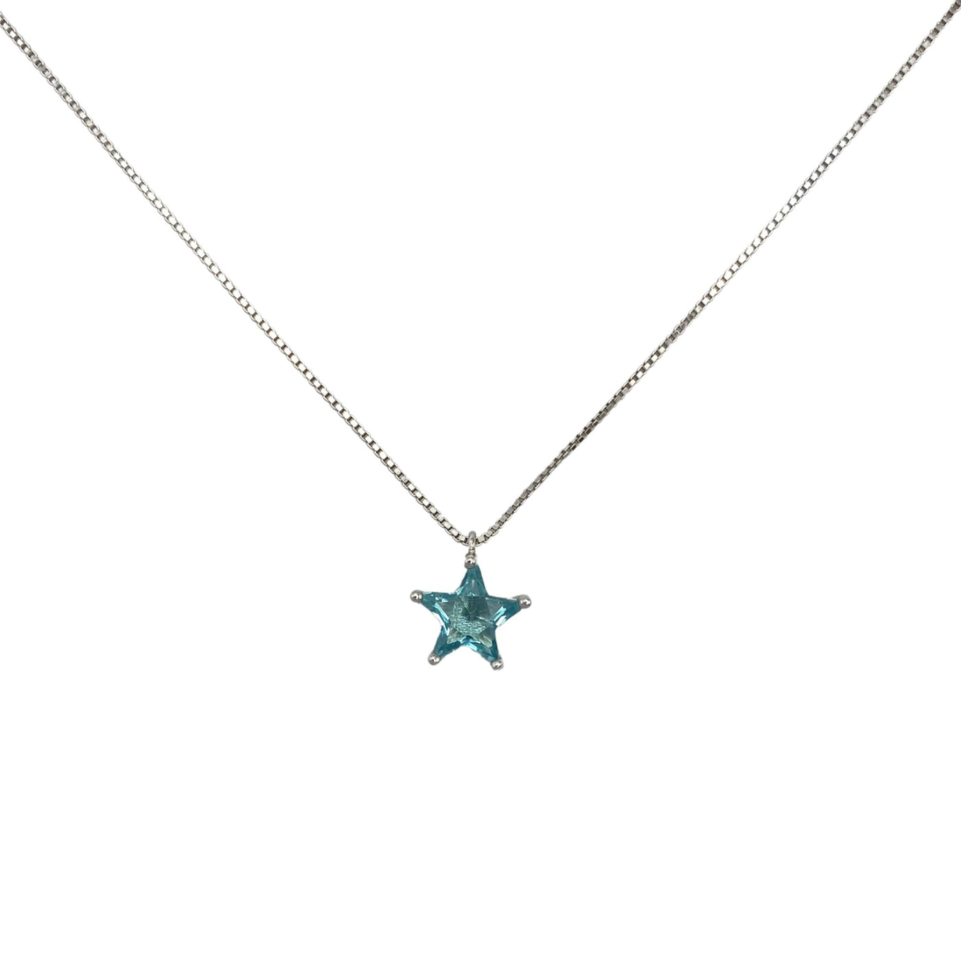 Silver necklace with star charm - 7 mm - rhodium