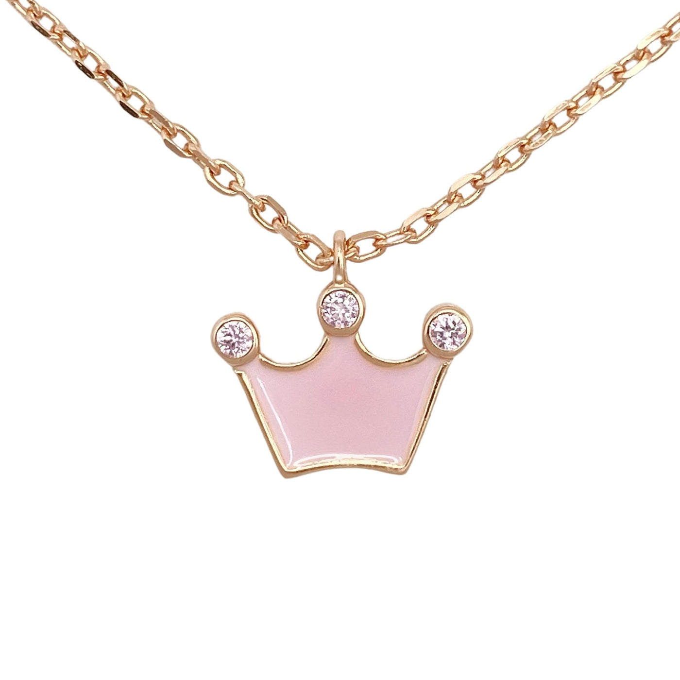 Silver necklace with enamel crown charm
