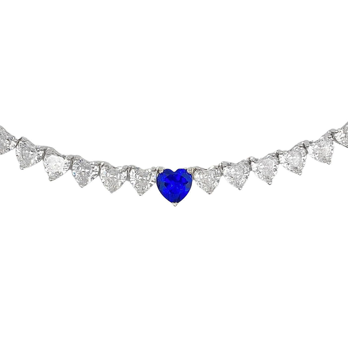 Silver hearts tennis necklace - 7 mm