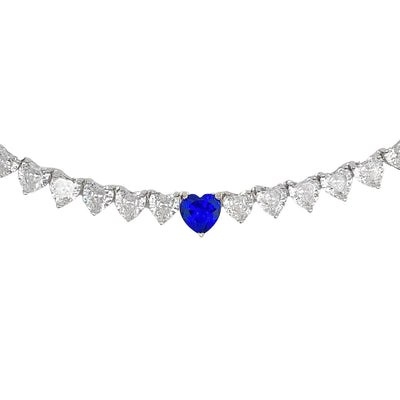 Silver hearts tennis necklace - 7 mm