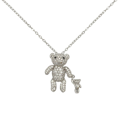 Silver necklace with bear charm