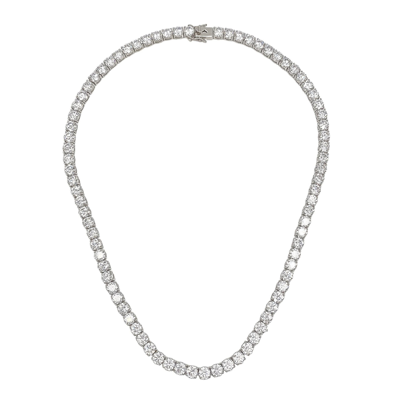 Silver casting tennis necklace with round white stones - 6 mm