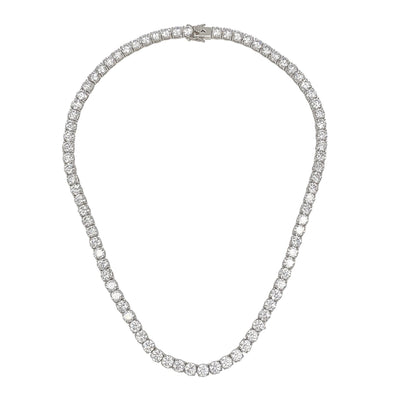 Silver casting tennis necklace with round white stones - 6 mm