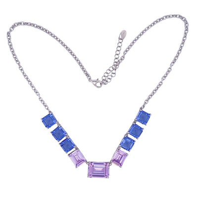 Silver necklace with rectangular stone
