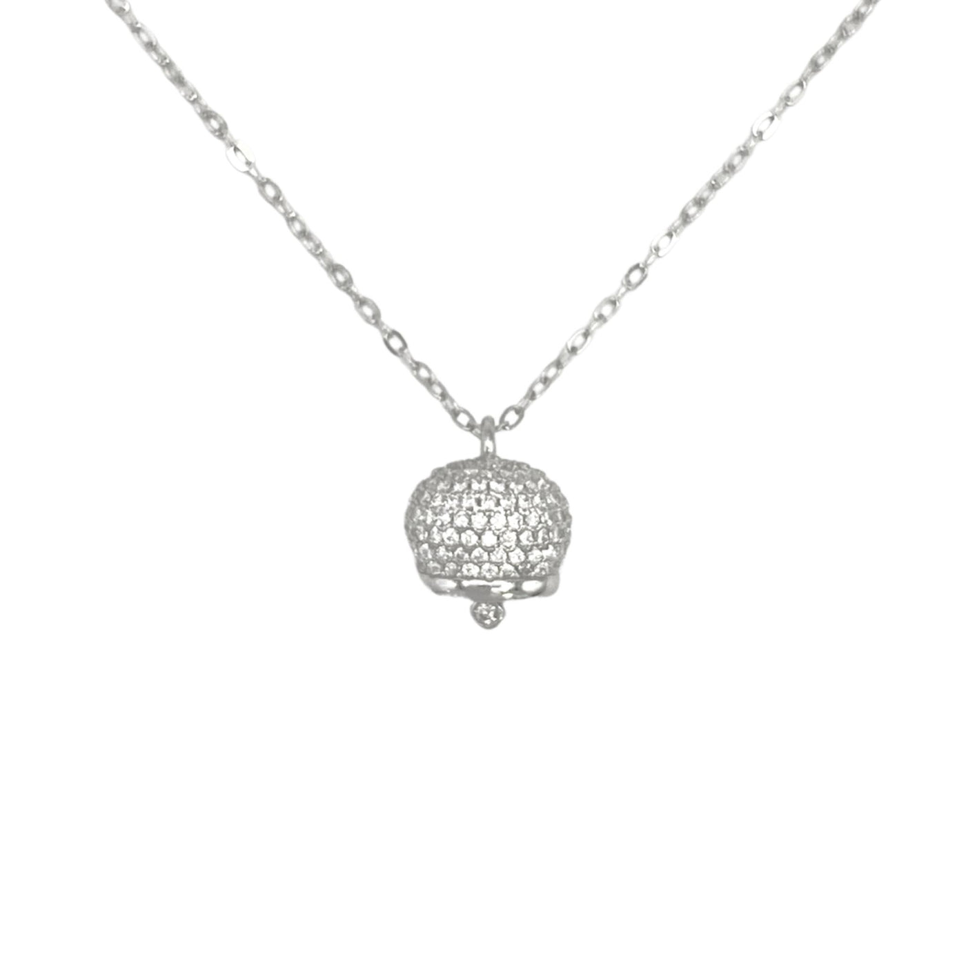 Silver necklace with bell charm