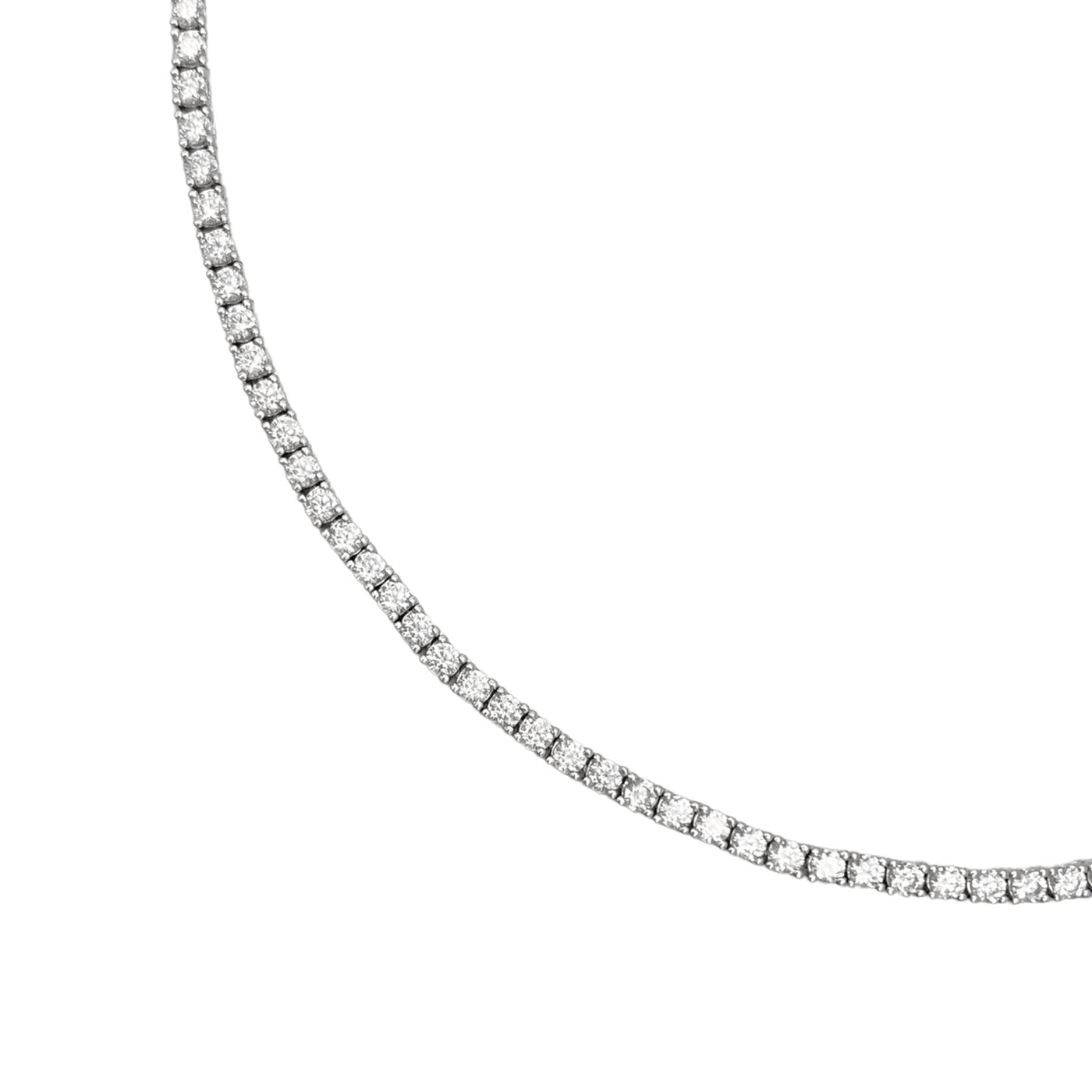 Silver casting tennis necklace with round white stones - 2.5 mm
