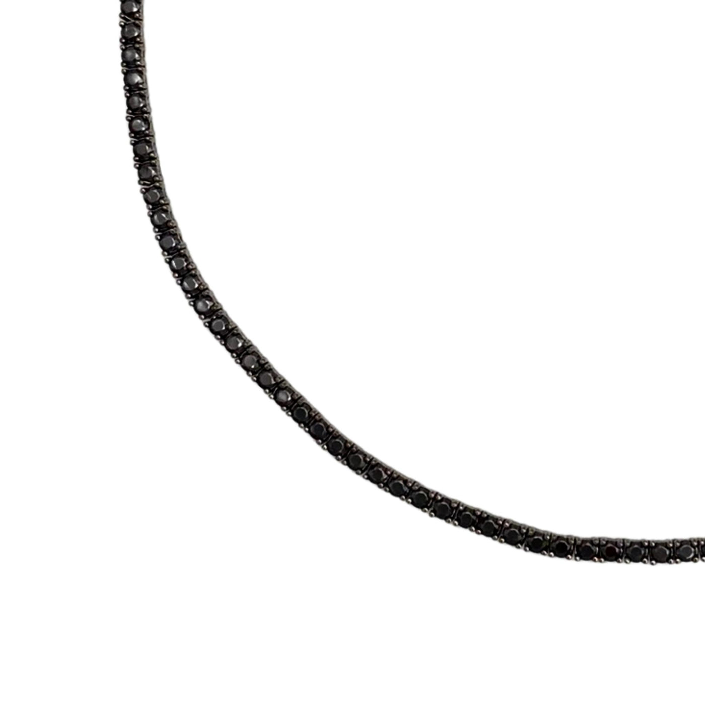 Silver casting tennis necklace with black round stones - 2.5 mm