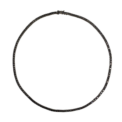 Silver casting tennis necklace with black round stones - 2.5 mm