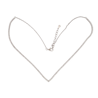 Silver machine tennis necklace V-shape - 1.5 mm