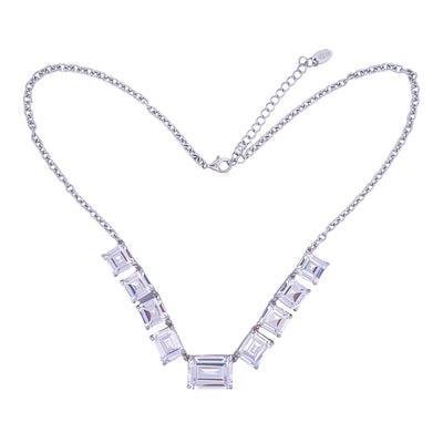 Silver necklace with rectangular stone