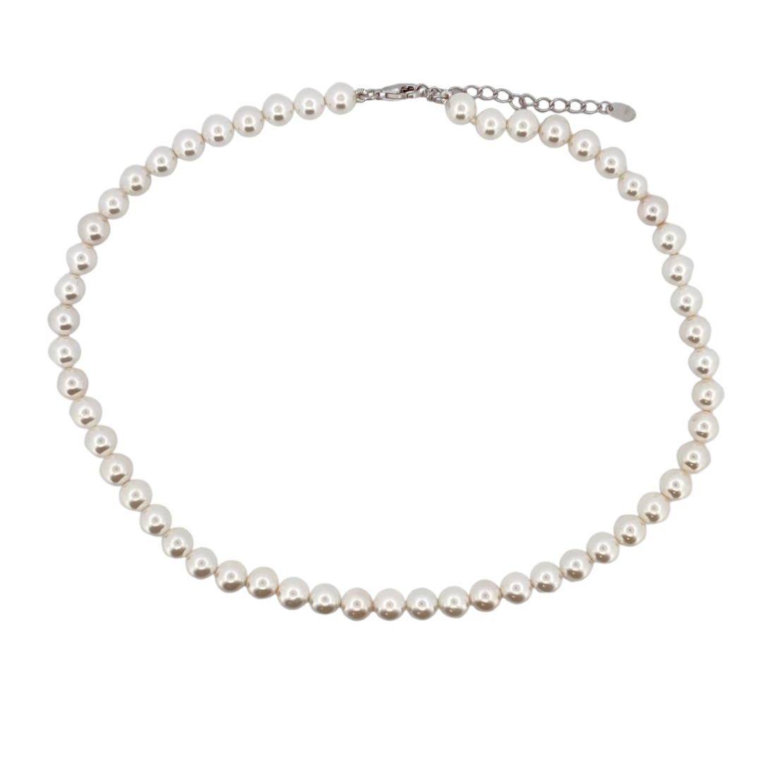 SILVER NECKLACE WITH SHELL PEARLS