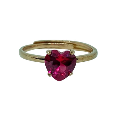 Silver heart solitaire ring - rose plated